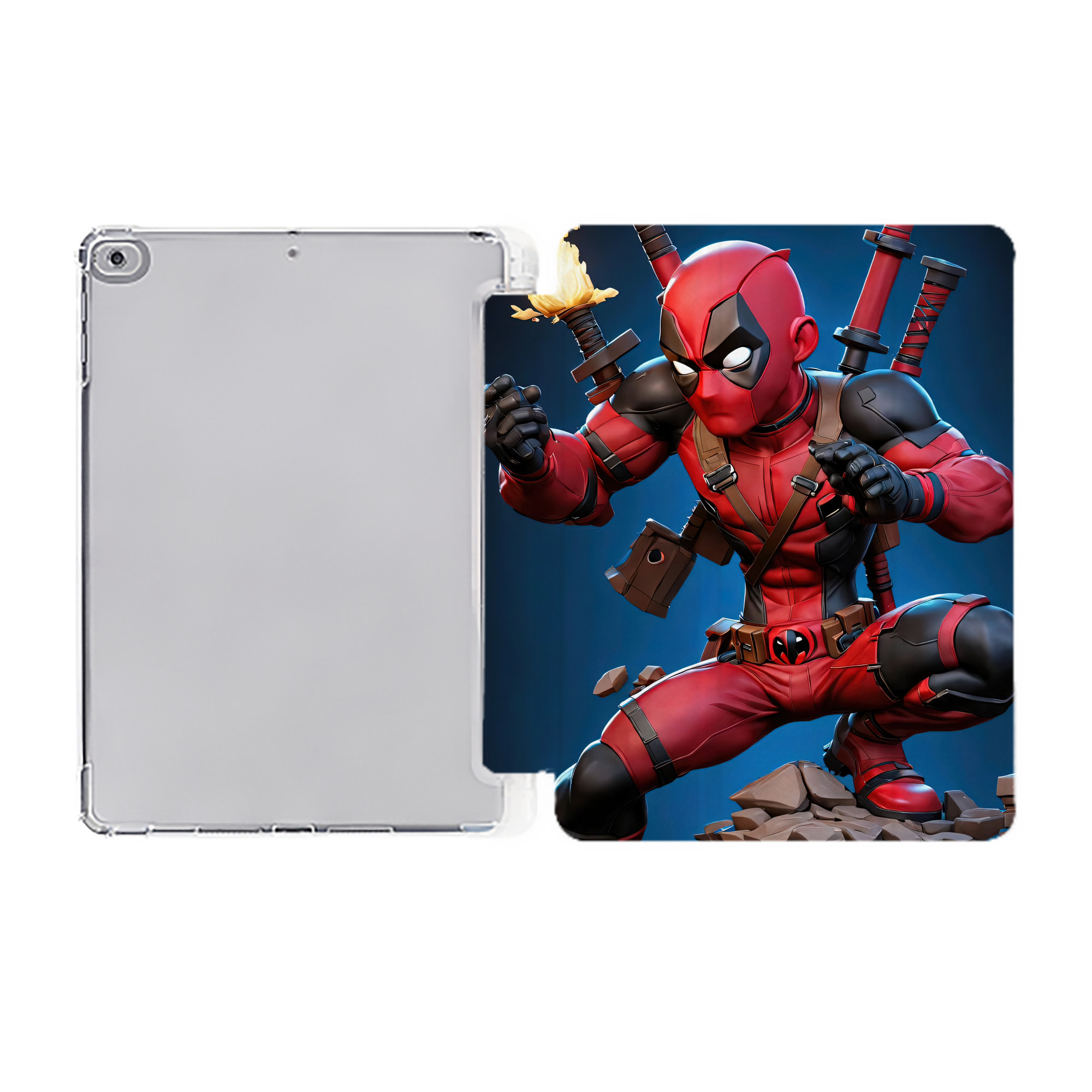 （画像用） Deadpool デッドプール IPad ケース ペン収納付き 三つ折りスタンド PUレザー×シリコン 対応機種9.5/10.5/10.9インチ
